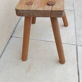 Vintage old wooden farmhouse stool treated brutalist