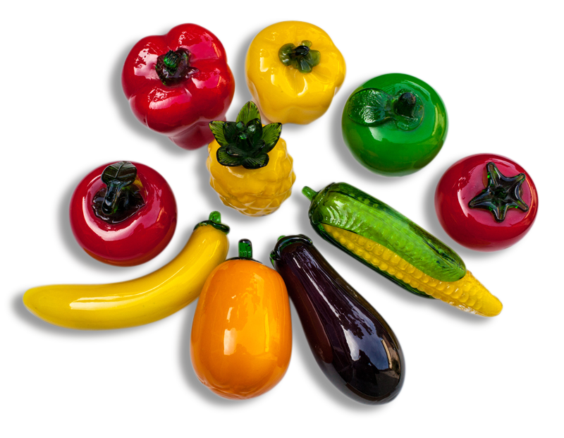 Ensemble De 10 Fruits Et Legumes En Verre Souffle Murano Vintage Style Selency