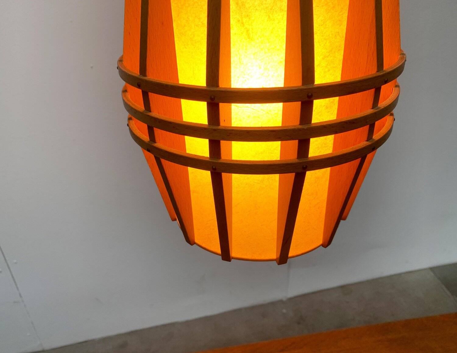 Mid-Century Wooden Cocoon Pendant Lamp