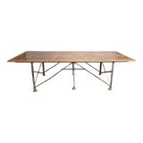 Large industrial metal and beech table