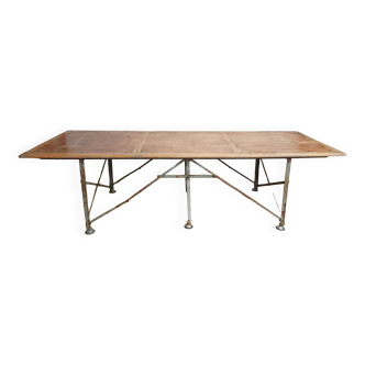 Grande table industrielle métal et hêtre