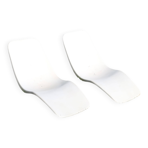Paire transat chaise longue de Charles Zublena en fibre de verre, années 60