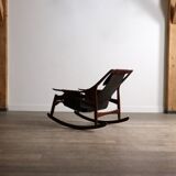 Liceu de Artes e Oficios rocking chair with ottoman, Brazil 1960s