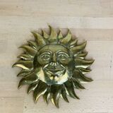 Vintage solid brass sun wall sculpture