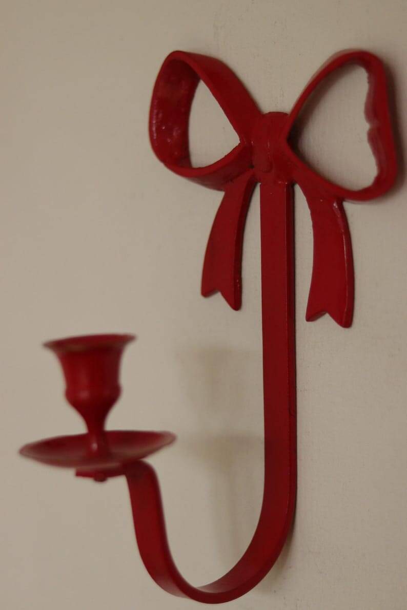 Pair of Vintage Swedish Brass Bow Candle Holder