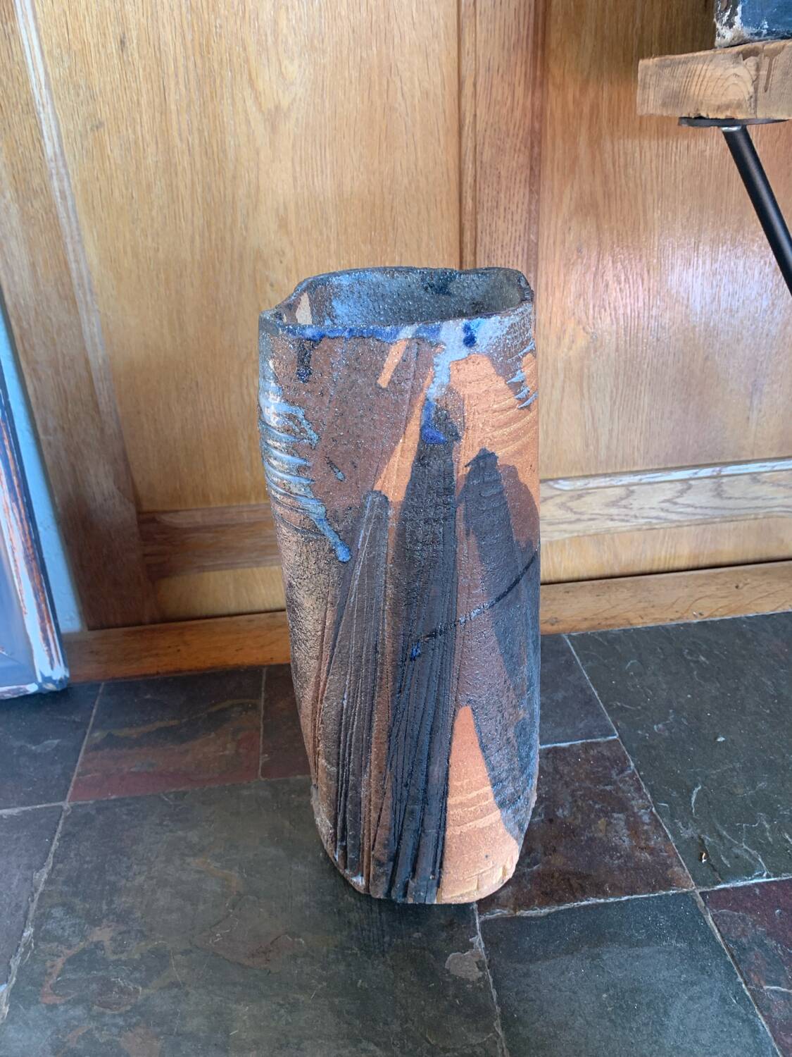Sculptural stoneware vase — French studio pottery, 1960s/70s