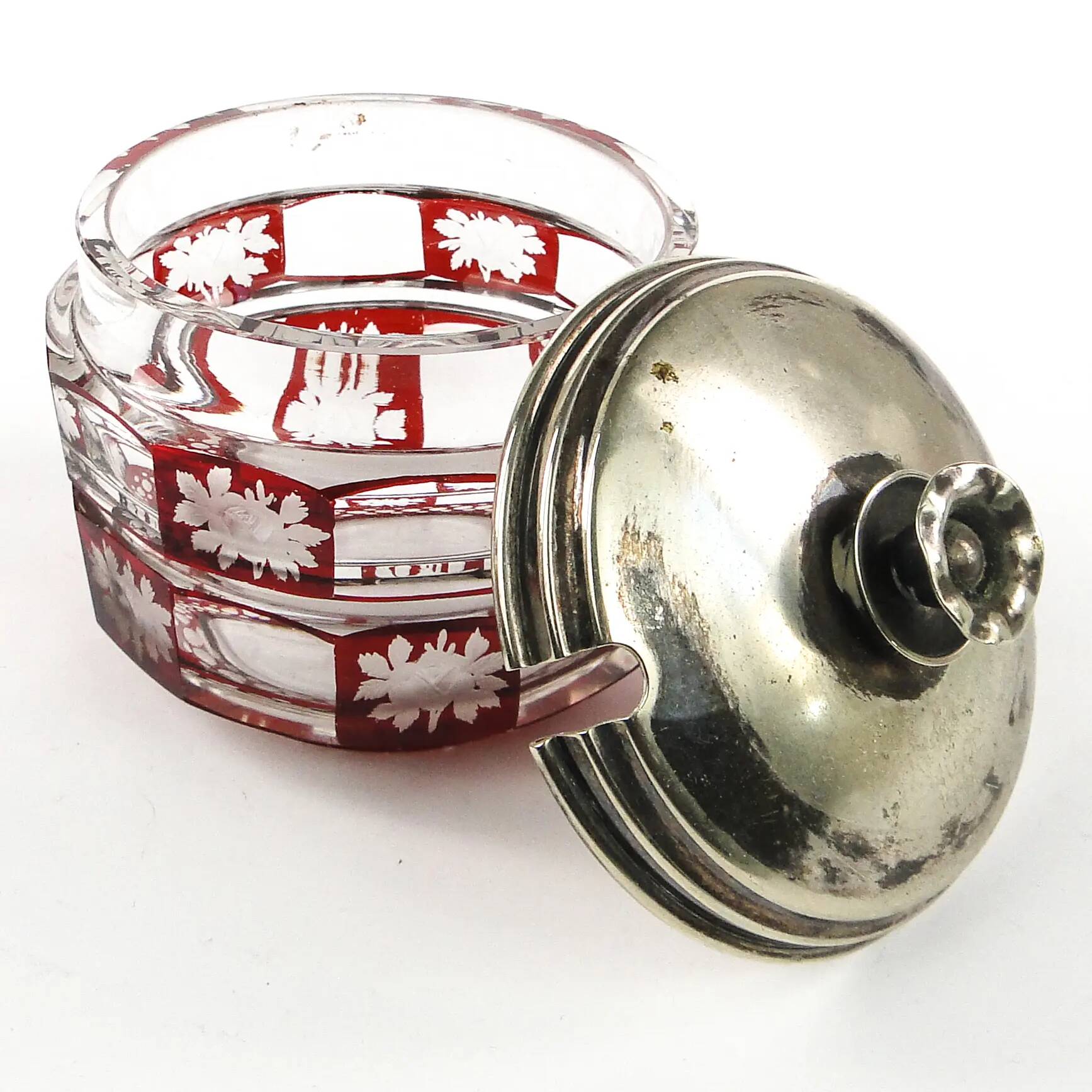 Biedermeier bonbonniere, crystal, Bohemia, Czech Republic, 19th century