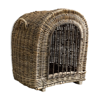 Transport cage for dog rattan folk art 1900'