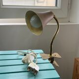 Vintage beige metal clip lamp working condition original electrification