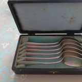 Box 6 spoons silver metal coffee