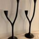 Pair of black candlesticks art deco in steel Habitat 1970