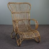 Belse 8 armchair in patinated rattan with high back Dutch Design 1950