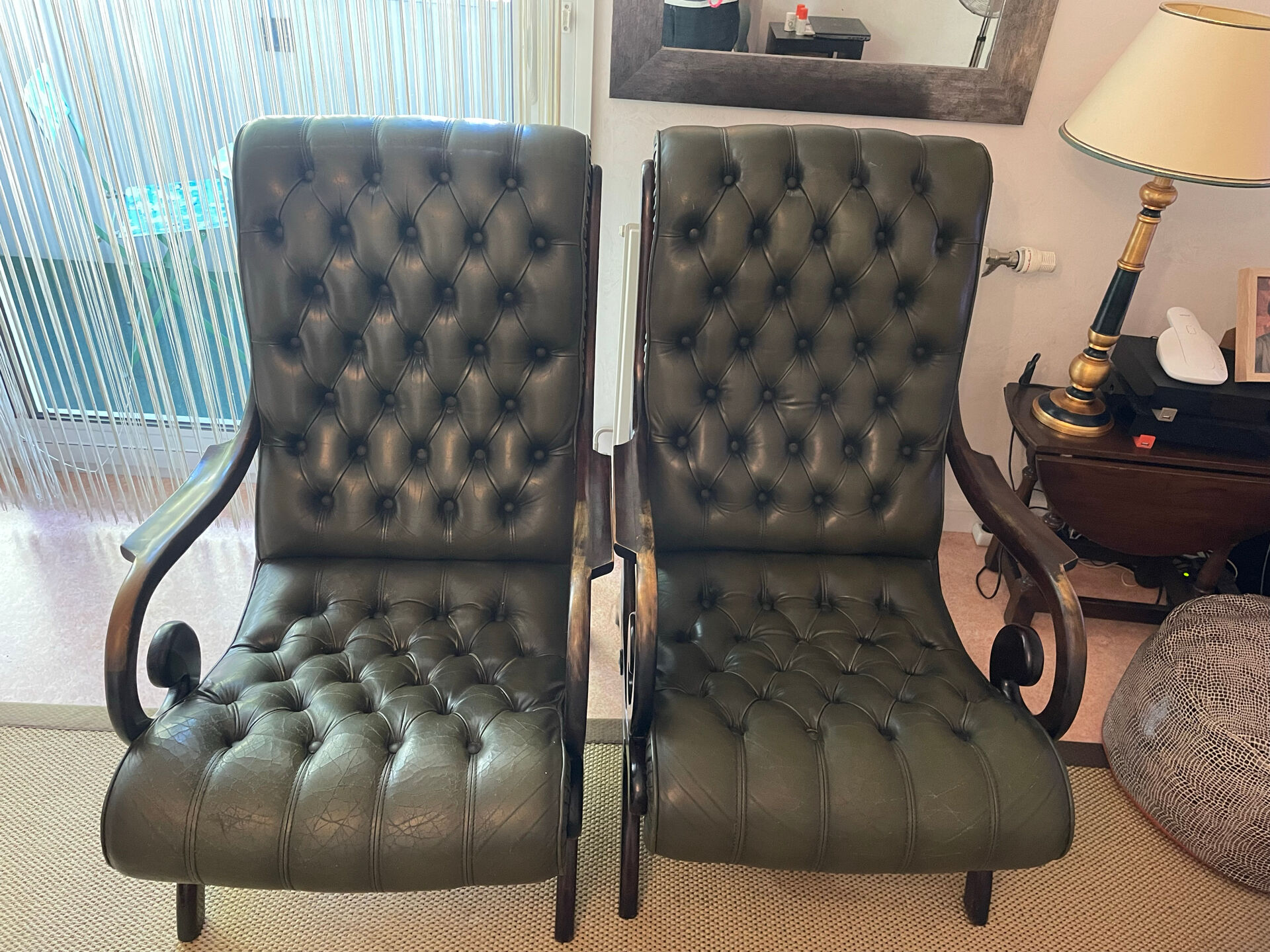 2 Chesterfield armchairs