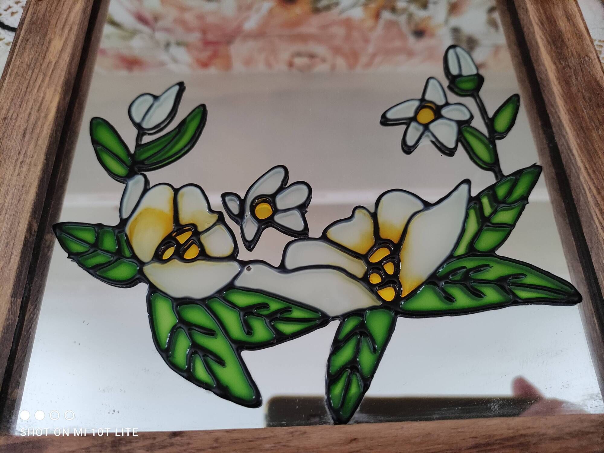 Set of 2 vintage mirrors in light brown wood Art Nouveau style