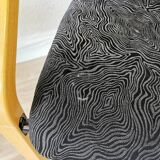 Vintage Beech Wood Dining Chair: 1970s Space Age Black Fabric
