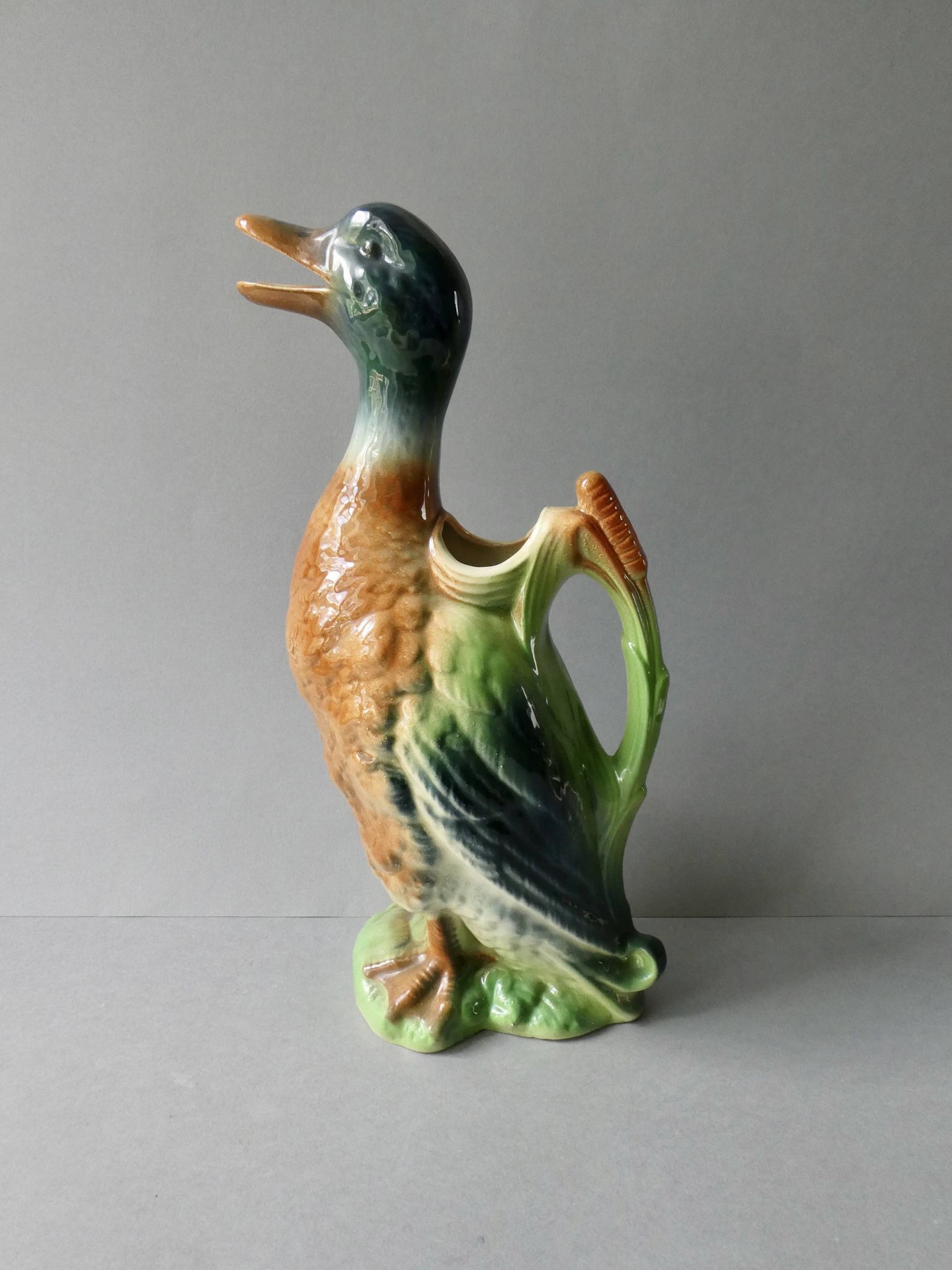Duck pitcher in slip, Saint Clément France, 1960s