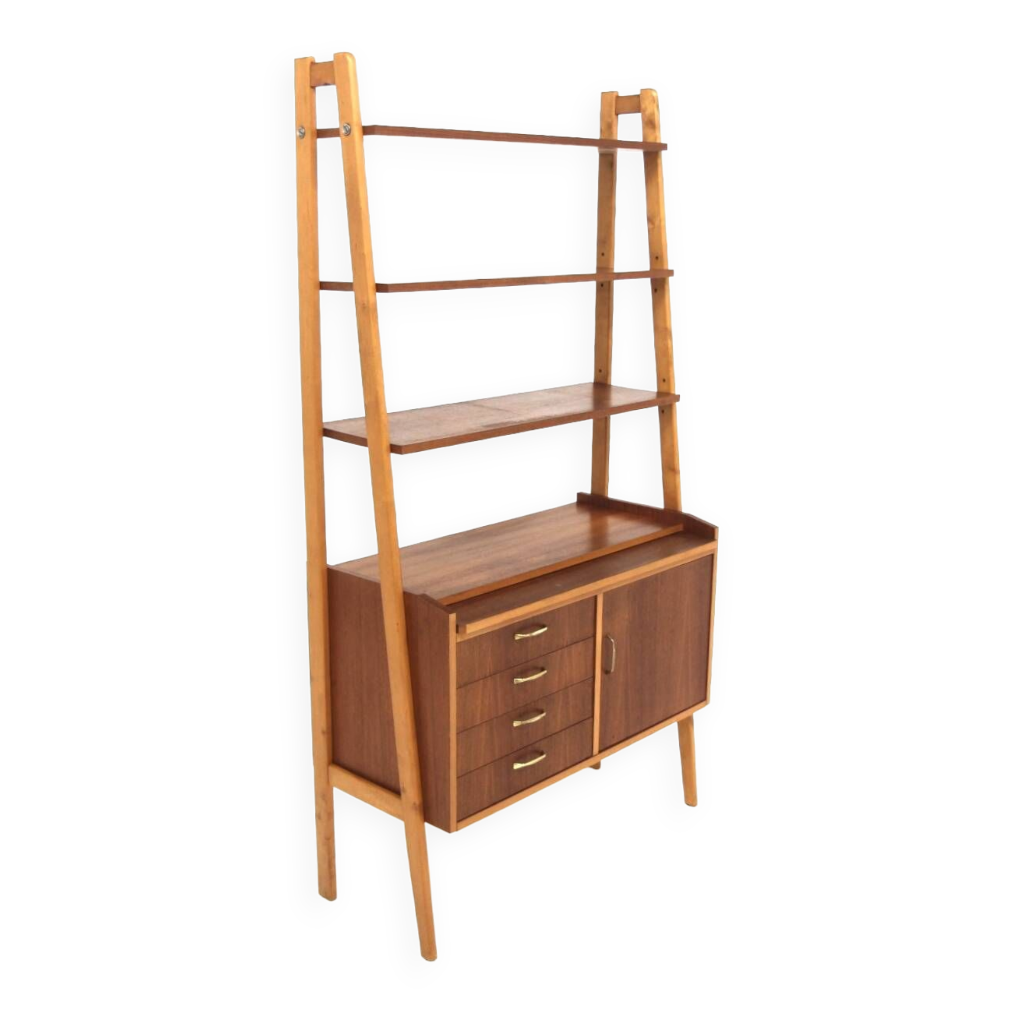 Scandinavian teak bookcase chest of drawers, Sweden, 1960