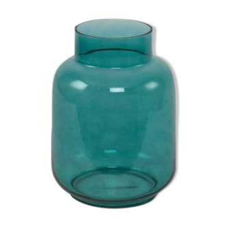 Oil-blue glass vase