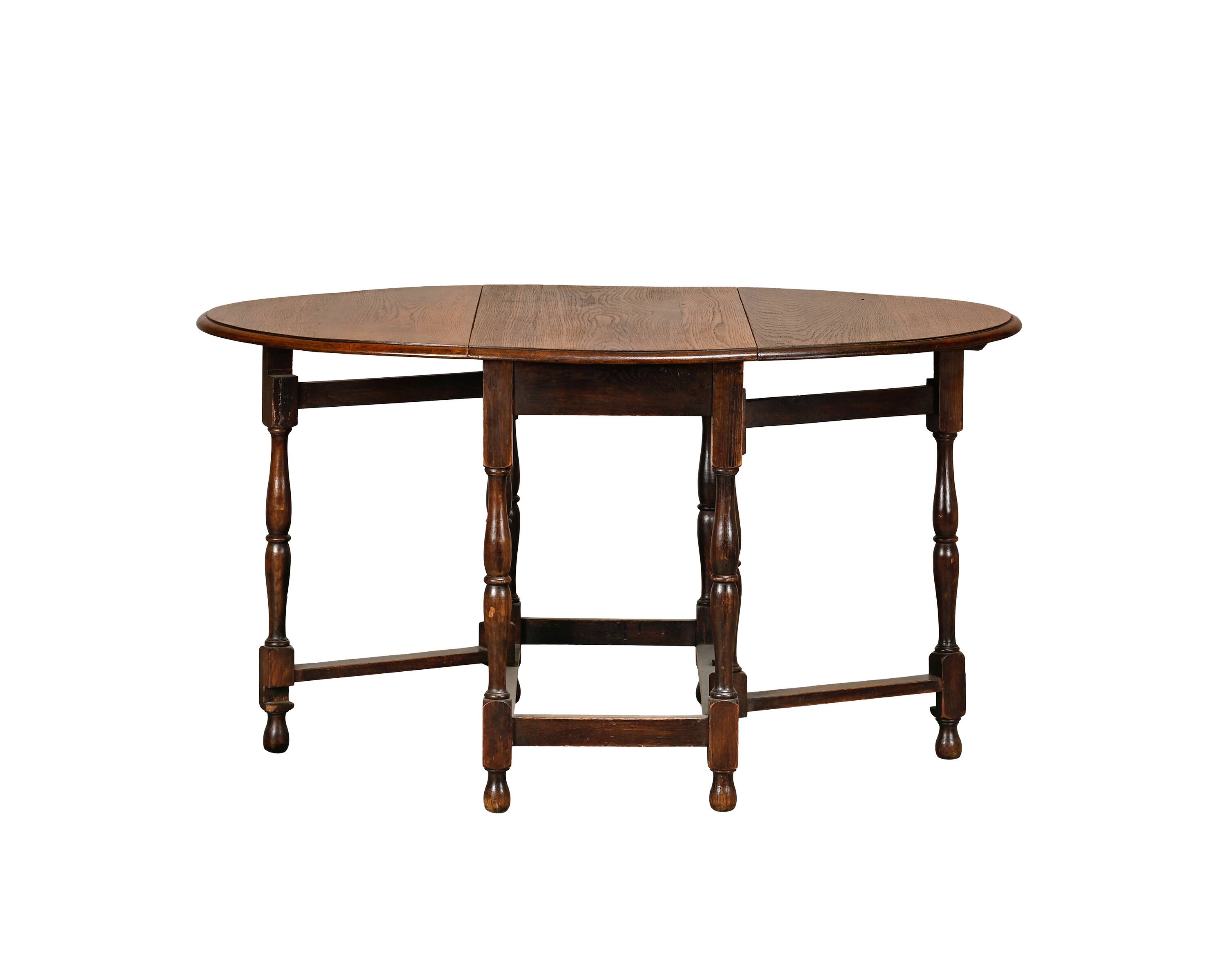 Antique English oval Gateleg Table in solid Oak, Late 19th Century