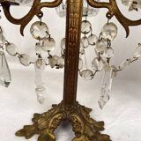 Pair of candlesticks with tassels and flowers in white porcelain