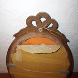 vintage oval mirror * carved wood wall mirror ribbon * antique louis xvi