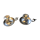 Pair of silver metal hand candle holders
