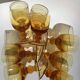 7 Amber stemmed glasses