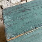 Patinated green wooden chest