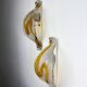 Pair of Mazzega Murano wall lights, orange frosted curved glass, Italy, 1970s