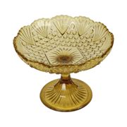 Art Deco Amber Depression Glass Tall Fruit Bowl 17cm
