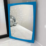 Blue plastic barber mirror made in France vintage