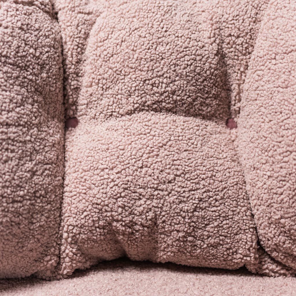 Velvet sofa and bouclé 70s vintage modern