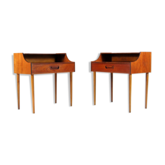 Pair of vintage Danish modern teak bedside tables