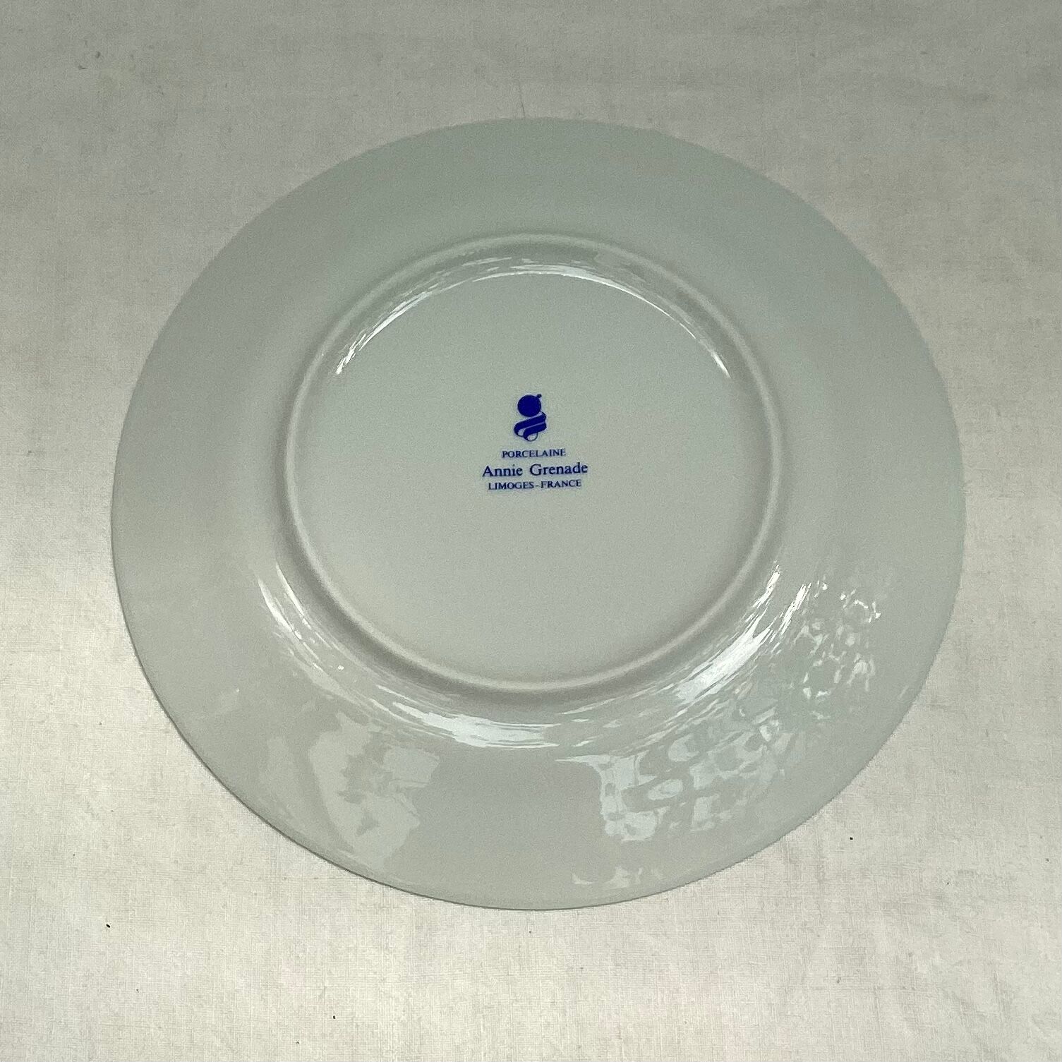 Set of eight limoges porcelain dessert plates Annie Grenade