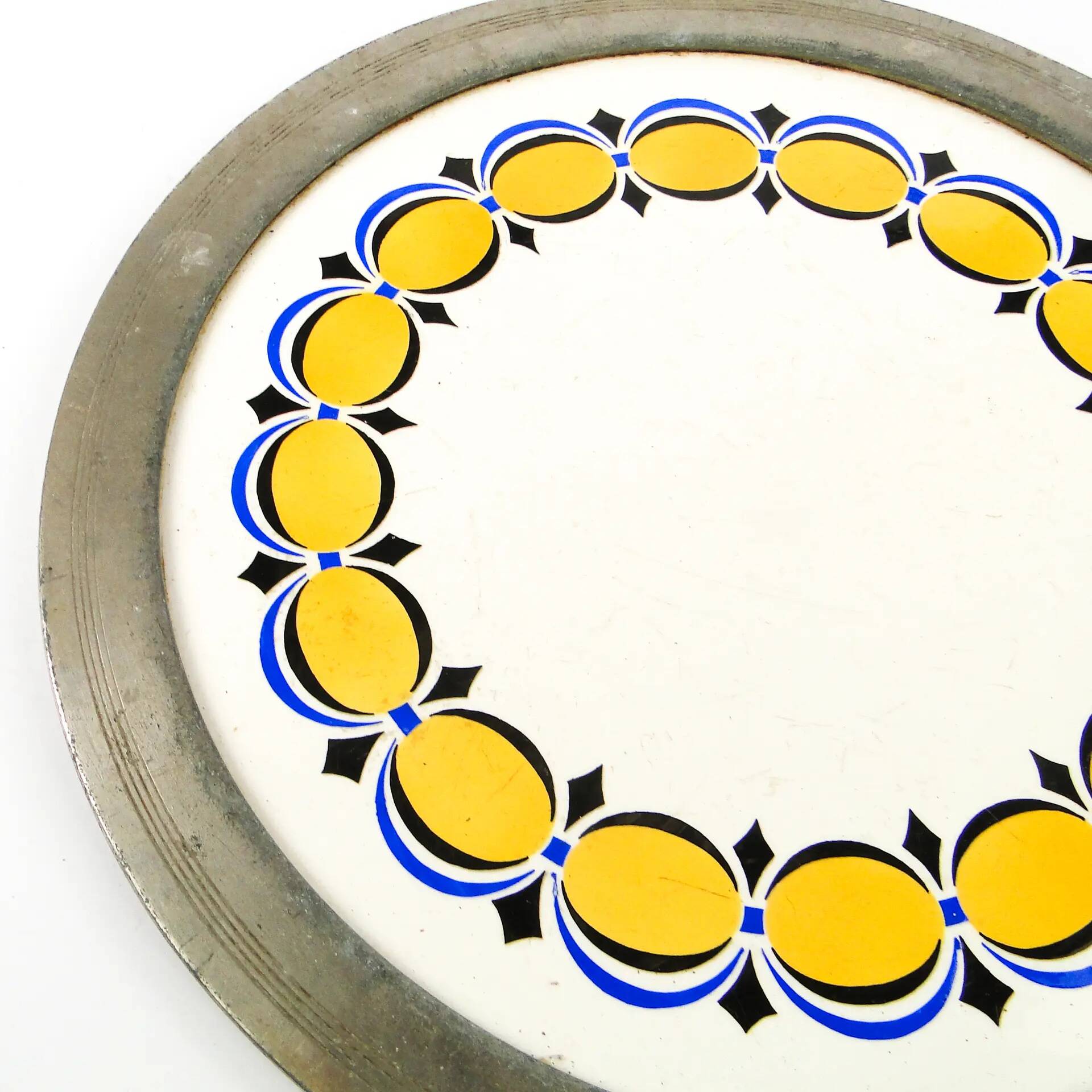 Art Nouveau tray, silver-plated brass, white porcelain, Austria, early 20th century
