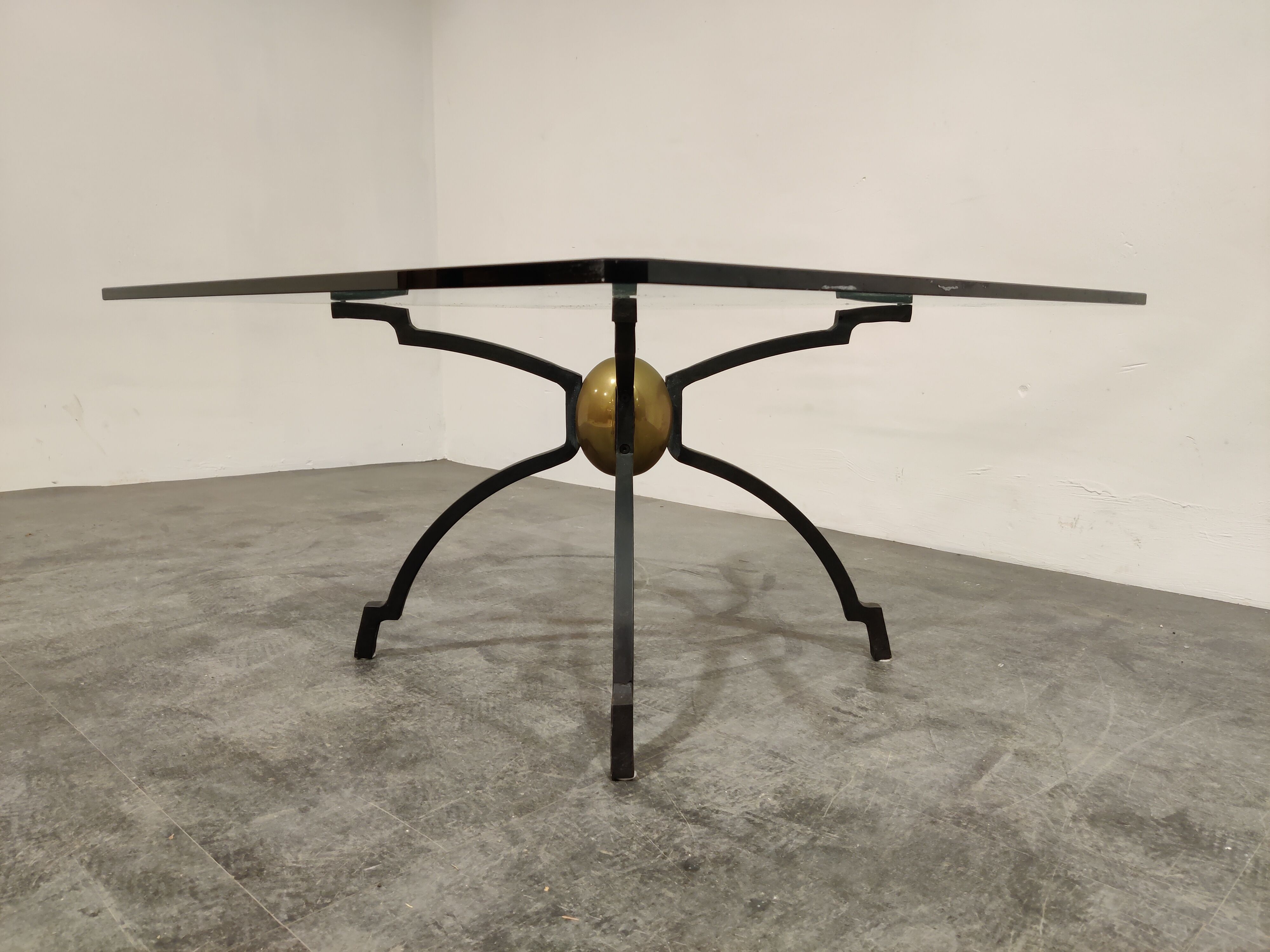 Peter Ghyczy iron and brass coffee table