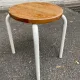 Set of 3 stackable stools in Ikea Frosta style, solid wood and steel, 1990.