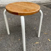 Set of 3 stackable stools in Ikea Frosta style, solid wood and steel, 1990.