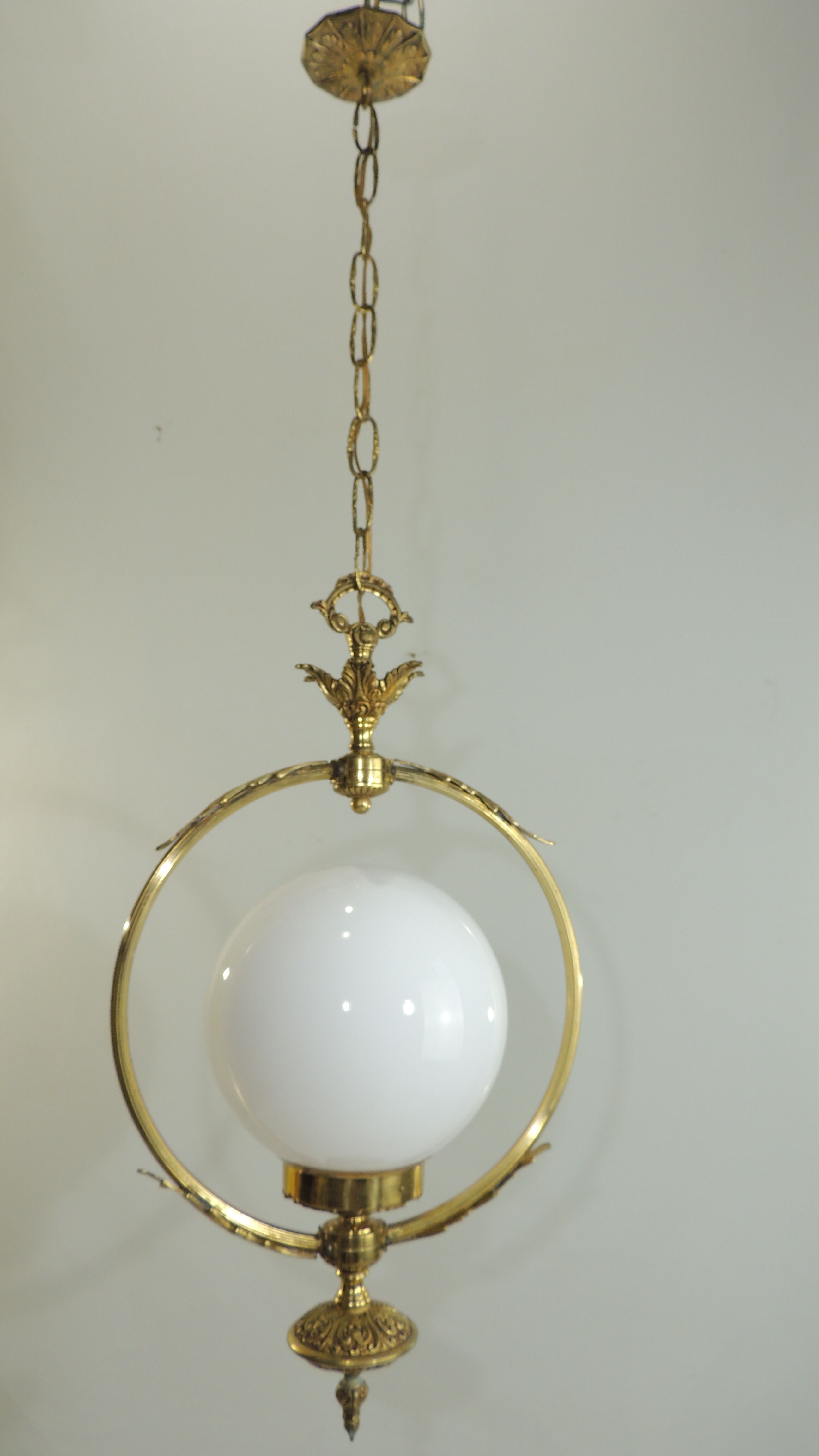 Suspension bronze brass and opaline / vintage