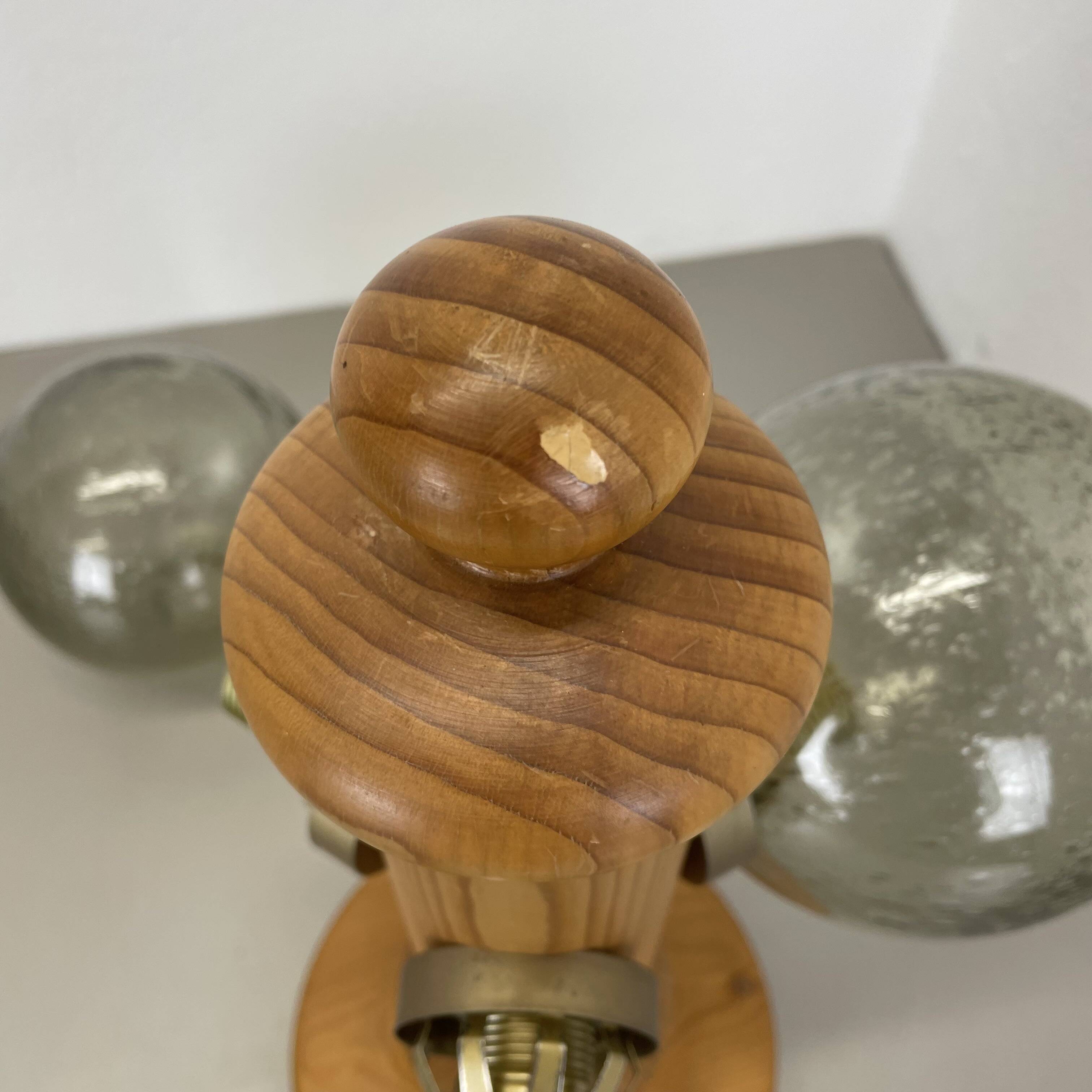 Large Organic Sculptural PINE Wooden Table Light by Temde Lights, Germany 1
