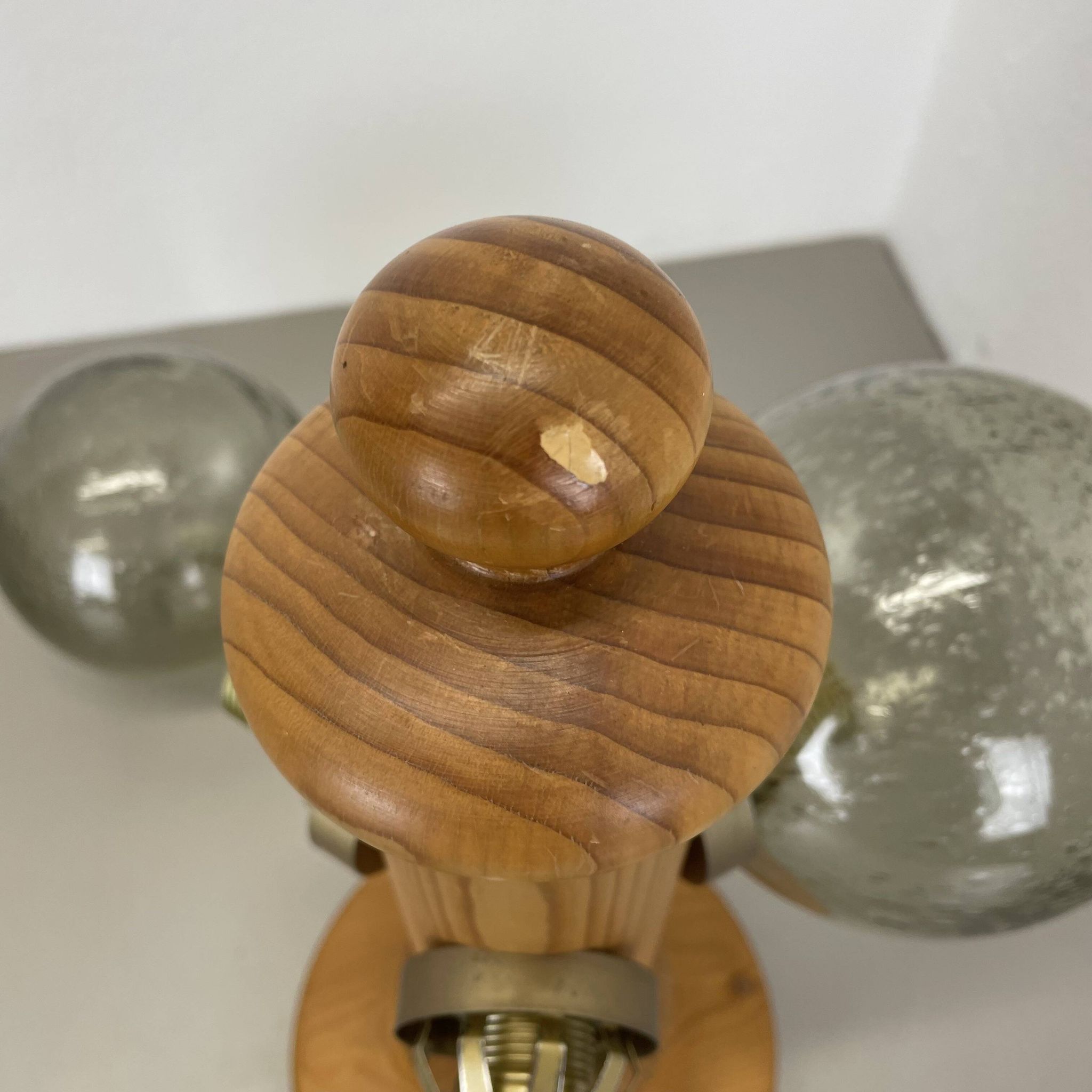 Large Organic Sculptural PINE Wooden Table Light by Temde Lights, Germany 1