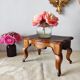 Antique solid wood footstool – Louis XV style, curved legs