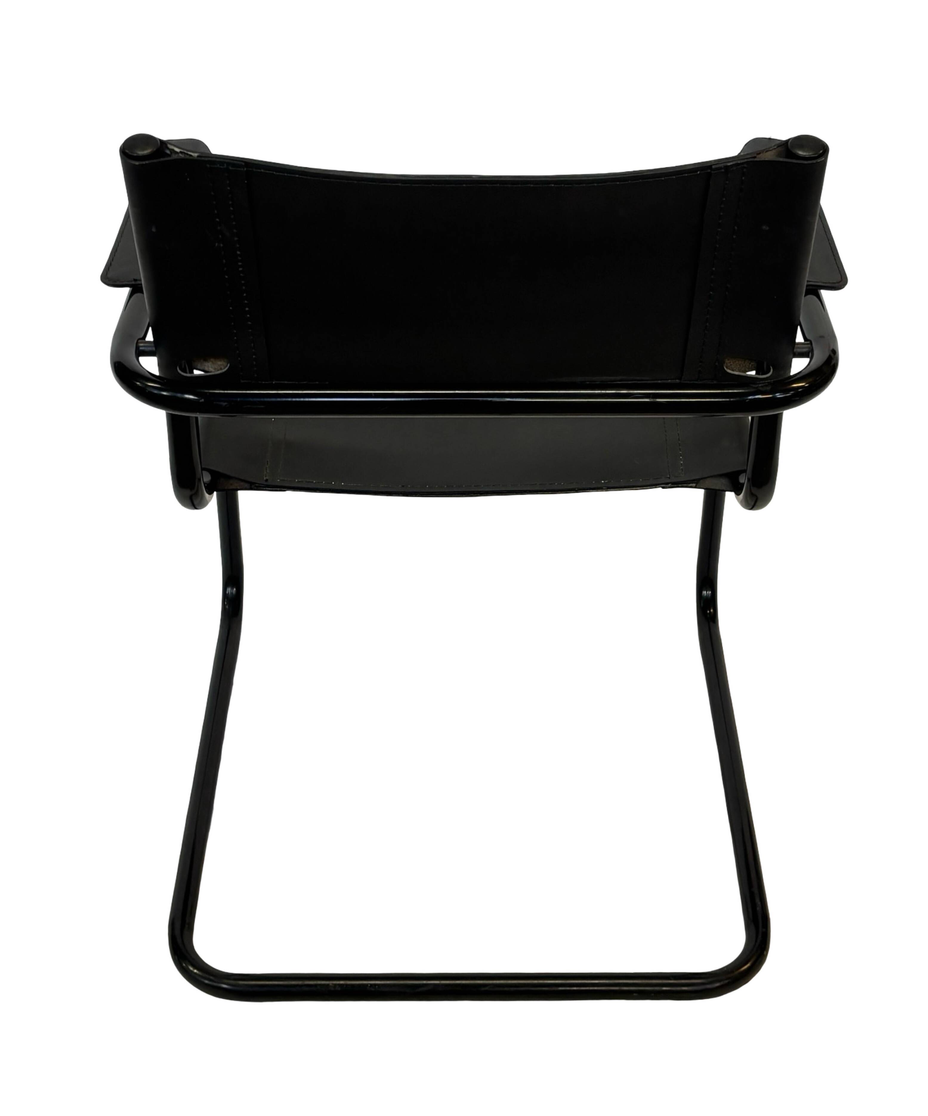 Set of 4 Bauhaus cantilever chairs in black imitation leather design