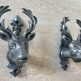 Pair of vintage deer head hooks