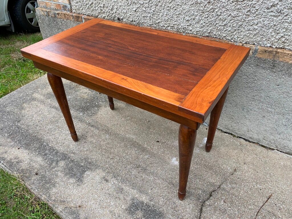 Side table desk in solid wood feet turned 50s