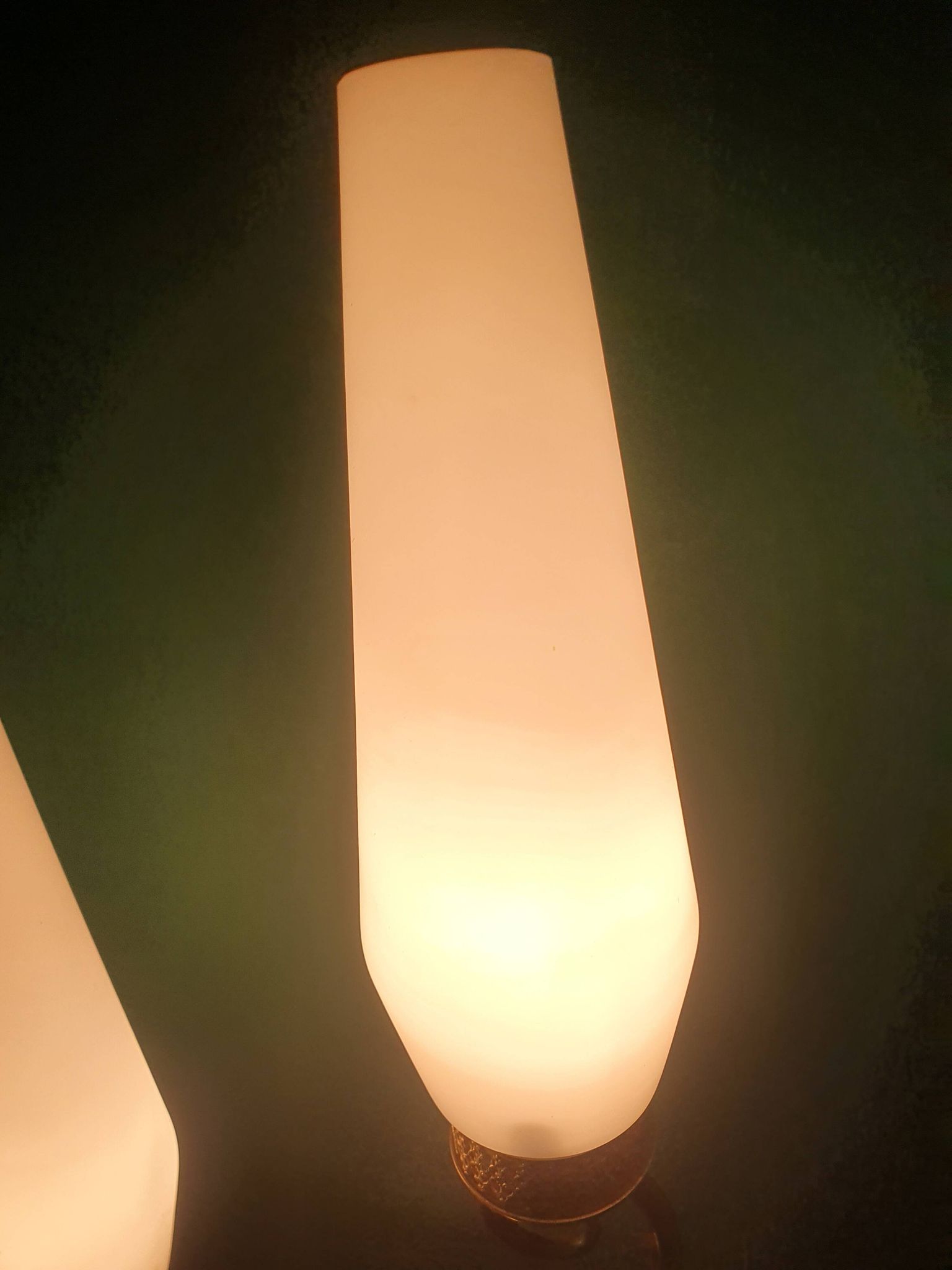 Lampe de table à poser grande double éclairage opaline vintage