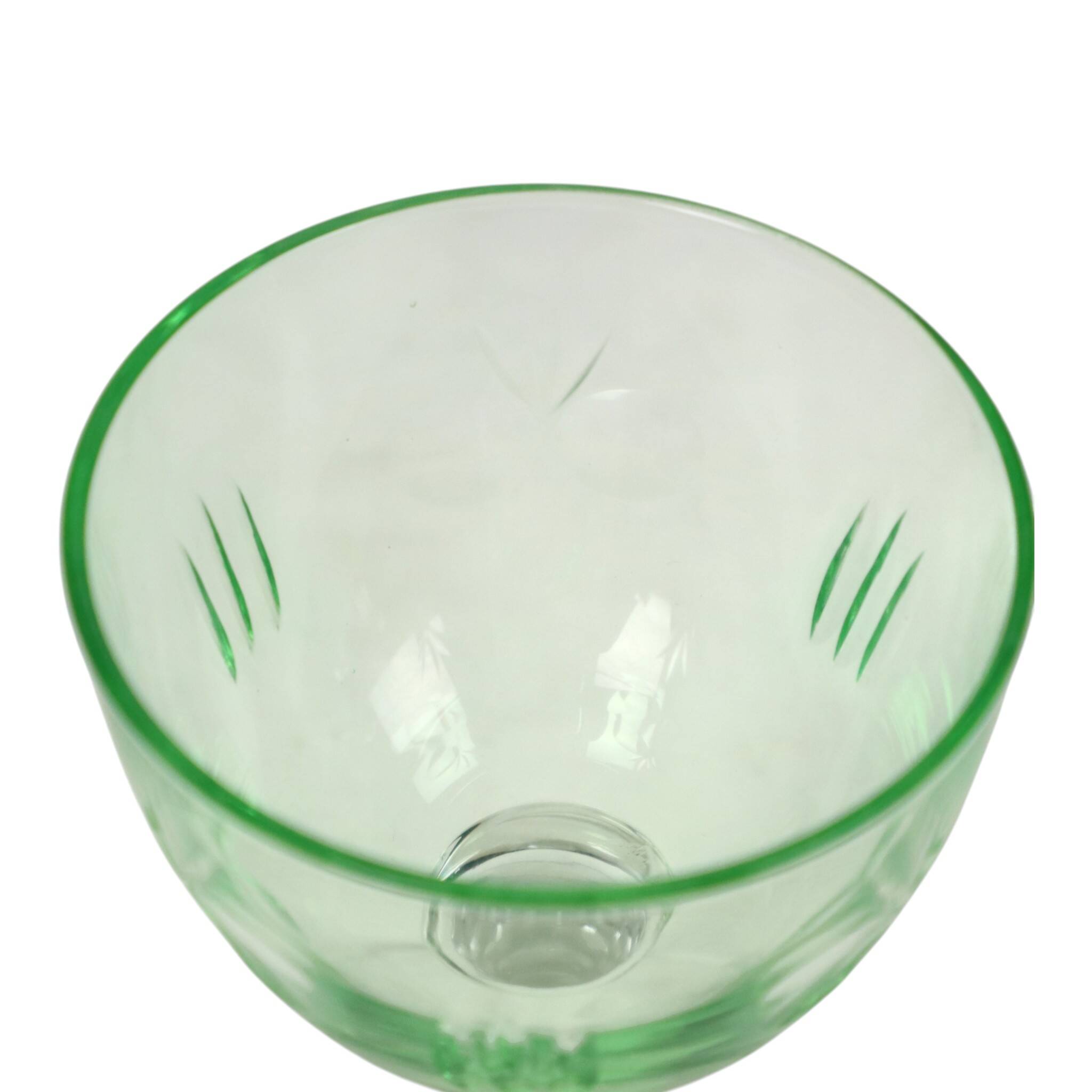 Set of 8 Val Saint Lambert Uranium Glass Aperitif Glasses