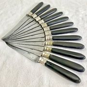 12 antique large table knives with ebony handles from the Napoleonic III period.