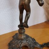 Pair of antique candlesticks in bronze and brass