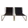 Pair of tubular steel armchairs by Claude Courtecuisse